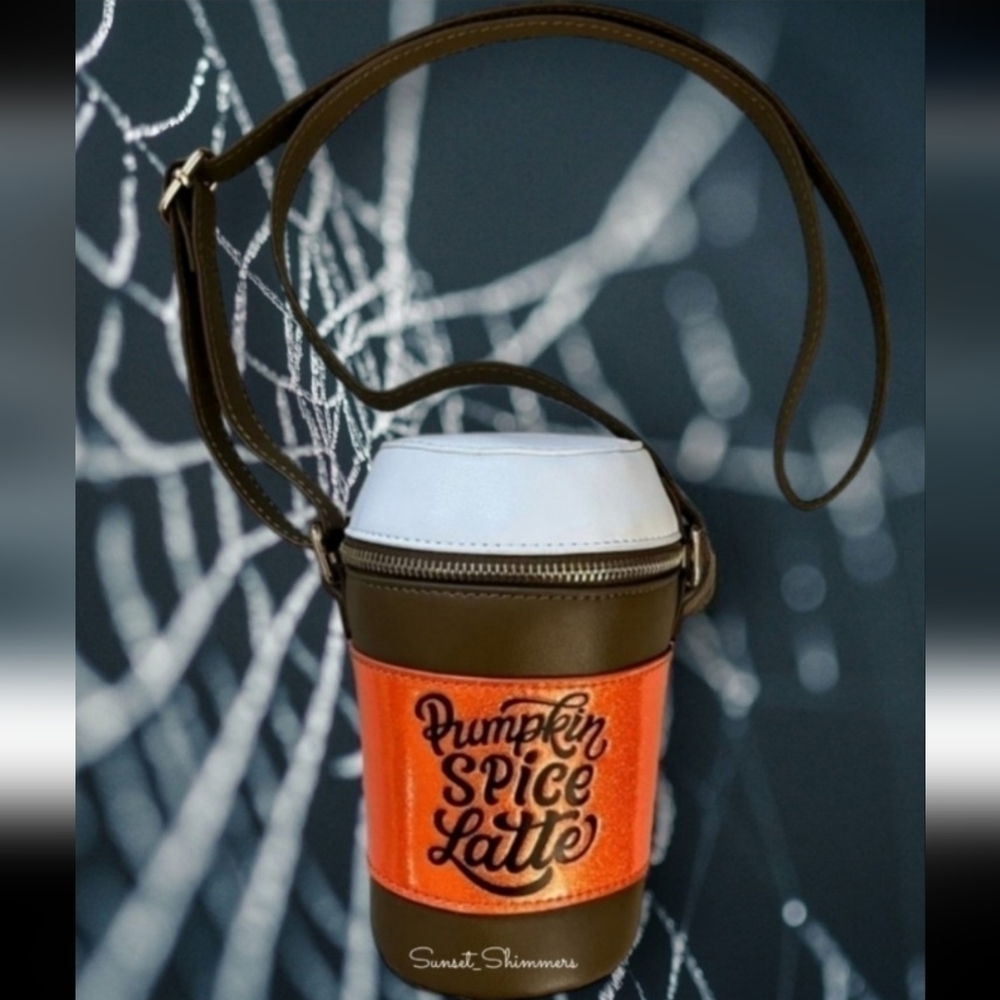 Halloween Pumpkin Spice Latte Starbucks Coffee Style Crossbody Bag Purse NEW - Picture 8 of 9